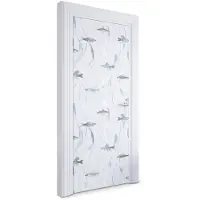 Wallfluent Deursticker - Vis en zeewier Deurbehang Sticker - 85 x 205 cm - Lichtblauw Deurbehang - Moderne Deur Sticker - Dieren Deurposter - Deursticker voor de Badkamer - Deur plakfolie
