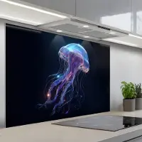 KitchenYeah Spatscherm 120x80 cm - Zelfklevende achterwand Tentakels - Kwal - Paars - Sprankeling - Keuken muurbeschermer - Spatwand fornuis