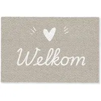 MuchoWow Deurmat 90x60 cm - Droogloopmat Welkom - Beige - Mat voor binnen - Schoonloopmat - Deurmatten met print - Inloopmat