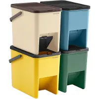 Songmics Afvalbakken – Set van 4 – Elk 20L – Met stickers – Grijs