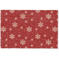 MuchoWow Deurmat 60x40 cm - Droogloopmat Illustratie - Sneeuwvlokken - Rood - Mat voor binnen - Schoonloopmat - Deurmatten met print - Inloopmat