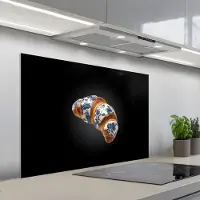 KitchenYeah Spatscherm 100x65 cm - Zelfklevende achterwand Croissant - Bloemenpatroon - Delftsblauw - Keuken muurbeschermer - Spatwand fornuis