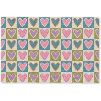 MuchoWow Deurmat 60x40 cm - Droogloopmat Retro - Kleuren - Patroon - Hartjes - Mat voor binnen - Schoonloopmat - Deurmatten met print - Inloopmat