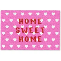 MuchoWow Deurmat 90x60 cm - Droogloopmat Home - Collectie - Hartjes - Roze - Mat voor binnen - Schoonloopmat - Deurmatten met print - Inloopmat