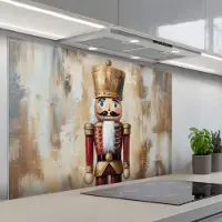 KitchenYeah Spatscherm 120x80 cm - Zelfklevende achterwand Kerst - Poppetje - Abstract - Keuken muurbeschermer - Spatwand fornuis