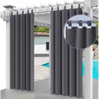 Ferocity - Buitengordijnen - 220 x 155 cm - 2 Panelen - Terras Pergola Balkon Paviljoen Overkapping - Outdoor Gordijnen - Waterdicht - UV-bestendig - Privacy - Polyester - Grafiet