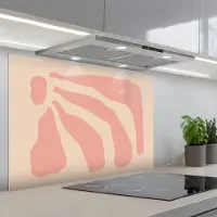 KitchenYeah Spatscherm 90x60 cm - Zelfklevende achterwand Bohemian - Roze - Pastel - Abstract - Keuken muurbeschermer - Spatwand fornuis