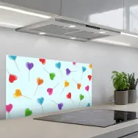 KitchenYeah Spatscherm 80x40 cm - Zelfklevende achterwand Lolly - Regenboog - Snoep - Keuken muurbeschermer - Spatwand fornuis