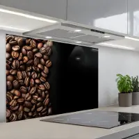 KitchenYeah Spatscherm 80x55 cm - Zelfklevende achterwand Koffiebonen - Zwart - Eenvoudig - Keuken muurbeschermer - Spatwand fornuis