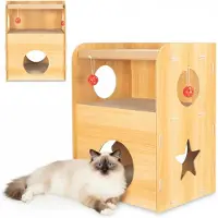 Coil krabton, kattenhol, kattenkrabpaal, kattenmand, kattenligstoel, krabbeneter, Milieuvriendelijk bed, krabkarton, MDF, Hoogte: 55 cm