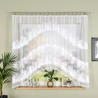 Markizeta SŁAWOMIRA - Jacquard Gordijn - 300x160 cm - Modern Blad Ontwerp - Wit