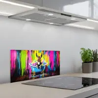 KitchenYeah Spatscherm 70x30 cm - Zelfklevende achterwand Ezel - Badkuip - Roze - Schuim - Keuken muurbeschermer - Spatwand fornuis