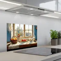 KitchenYeah Spatscherm 60x45 cm - Zelfklevende achterwand Stilleven - Keuken - Doorkijk - Vintage - Keuken muurbeschermer - Spatwand fornuis