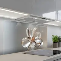 KitchenYeah Spatscherm 120x60 cm - Zelfklevende achterwand Bloem - Glazen - Doorzichtig - Keuken muurbeschermer - Spatwand fornuis