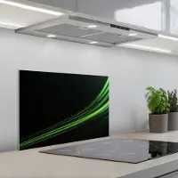 KitchenYeah Spatscherm 60x40 cm - Zelfklevende achterwand Gaming - Lijnen - Boog - Groen - Keuken muurbeschermer - Spatwand fornuis