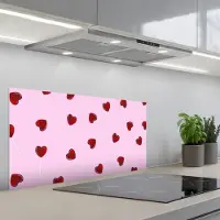 KitchenYeah Spatscherm 90x45 cm - Zelfklevende achterwand Roze - Hart - Lolly - Snoep - Keuken muurbeschermer - Spatwand fornuis
