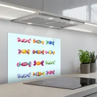 KitchenYeah Spatscherm 70x55 cm - Zelfklevende achterwand Snoepjes - Realistisch - Kleurrijk - Keuken muurbeschermer - Spatwand fornuis