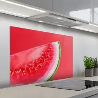 KitchenYeah Spatscherm 100x65 cm - Zelfklevende achterwand Watermeloen - Rood - Zomers - Keuken muurbeschermer - Spatwand fornuis