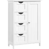 BOG Compacte Witte Badkamer Dressoir Met 4 Laden En Deur – Houten Opbergkast LHC41W