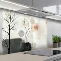 KitchenYeah Spatscherm 120x80 cm - Zelfklevende achterwand Wabi sabi - Beige - Plant - Keuken muurbeschermer - Spatwand fornuis