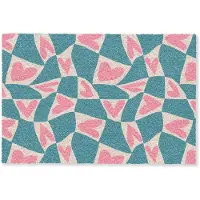 MuchoWow Deurmat 60x40 cm - Droogloopmat Blauw - Vlakken - Patroon - Hartjes - Mat voor binnen - Schoonloopmat - Deurmatten met print - Inloopmat