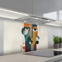 KitchenYeah Spatscherm 120x60 cm - Zelfklevende achterwand Geometrisch - Strakke vormen - Kleurrijk - Keuken muurbeschermer - Spatwand fornuis