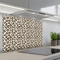 KitchenYeah Spatscherm 80x55 cm - Zelfklevende achterwand Panterprint - Patroon - Bruin - Keuken muurbeschermer - Spatwand fornuis