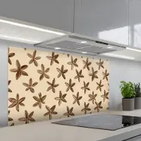 KitchenYeah Spatscherm 120x60 cm - Zelfklevende achterwand Sterren - Bruin - Natuurlijk - Keuken muurbeschermer - Spatwand fornuis