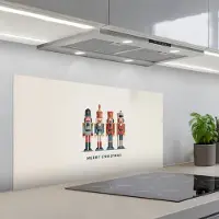 KitchenYeah Spatscherm 100x50 cm - Zelfklevende achterwand Notenkrakers - Minimalistisch - Kerst - Beige - Keuken muurbeschermer - Spatwand fornuis