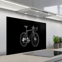 KitchenYeah Spatscherm 100x65 cm - Zelfklevende achterwand Lijnen - Illustratie - Wit - Keuken muurbeschermer - Spatwand fornuis