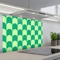KitchenYeah Spatscherm 90x60 cm - Zelfklevende achterwand Bogen - Groen - Gestapeld - Keuken muurbeschermer - Spatwand fornuis