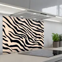 KitchenYeah Spatscherm 80x55 cm - Zelfklevende achterwand Zebraprint - Dynamisch - Roze - Keuken muurbeschermer - Spatwand fornuis