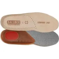 Saluber inlegzolen Comfort met PORON schokdemping en echt leer - Goede schokdemping - Medium voetboogondersteuning - Schoenmaat: 46