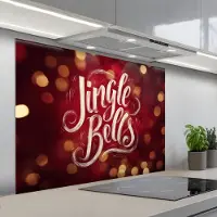 KitchenYeah Spatscherm 100x75 cm - Zelfklevende achterwand Jingle - Bells - Kerst - Rood - Keuken muurbeschermer - Spatwand fornuis