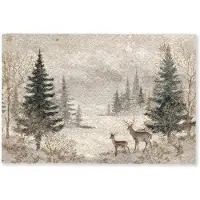 MuchoWow Deurmat 90x60 cm - Droogloopmat Bos - Herten - Winter - Sneeuw - Mat voor binnen - Schoonloopmat - Deurmatten met print - Inloopmat
