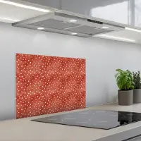 KitchenYeah Spatscherm 60x45 cm - Zelfklevende achterwand Patroon - Stippen - Rood - Wit - Keuken muurbeschermer - Spatwand fornuis