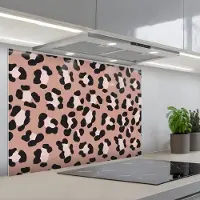 KitchenYeah Spatscherm 80x55 cm - Zelfklevende achterwand Terracottakleur - Onregelmatig - Luipaard - Keuken muurbeschermer - Spatwand fornuis