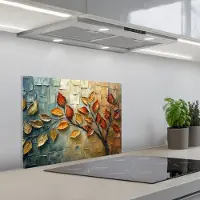 KitchenYeah Spatscherm 60x45 cm - Zelfklevende achterwand Boom - Abstract - Natuur - Kunst - Keuken muurbeschermer - Spatwand fornuis