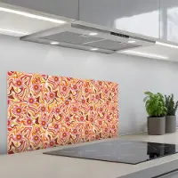 KitchenYeah Spatscherm 80x40 cm - Zelfklevende achterwand Retro - Bloemen - Patroon - Keuken muurbeschermer - Spatwand fornuis