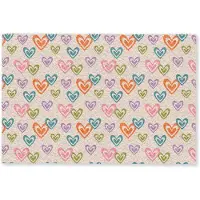 MuchoWow Deurmat 60x40 cm - Droogloopmat Kleurrijk - Hartjes - Patroon - Beige - Mat voor binnen - Schoonloopmat - Deurmatten met print - Inloopmat