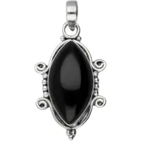 MOOYE ® - Collectie Zilveren Onyx ovaal in massieve zilveren zetting kettinghanger