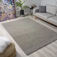 Muratap Loca shaggy vloerkleed – modern uni effen – lichtgrijs hoogpolig & zacht-