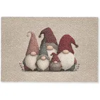 MuchoWow Deurmat 90x60 cm - Droogloopmat Kabouters - Kerst - Sneeuw - Puntmutsen - Mat voor binnen - Schoonloopmat - Deurmatten met print - Inloopmat