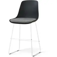 Nolon Nino-Liv barkruk zwart met zeegrijs Zitkussen - wit onderstel - 65 cm