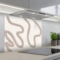 KitchenYeah Spatscherm 80x60 cm - Zelfklevende achterwand Abstract - Moderne kunst - Beige - Keuken muurbeschermer - Spatwand fornuis