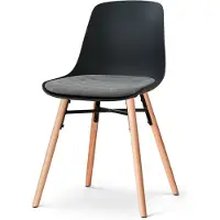 Nolon Nena-Liv Eetkamerstoel zwart met zeegrijs Zitkussen - houten onderstel