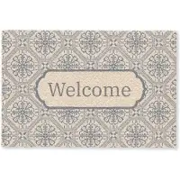 MuchoWow Deurmat 90x60 cm - Droogloopmat Welkom - Klassiek - Grijs - Mat voor binnen - Schoonloopmat - Deurmatten met print - Inloopmat