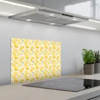 KitchenYeah Spatscherm 60x45 cm - Zelfklevende achterwand Frans - Citroen - Strepen - Geel - Groen - Keuken muurbeschermer - Spatwand fornuis
