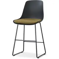 Nolon Nino-Liv barkruk zwart met mosgroen Zitkussen - zwart onderstel - 65 cm