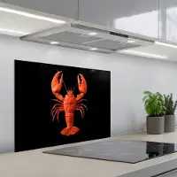 KitchenYeah Spatscherm 70x55 cm - Zelfklevende achterwand Kreeft - Papier - Origami papier - Rood - Keuken muurbeschermer - Spatwand fornuis